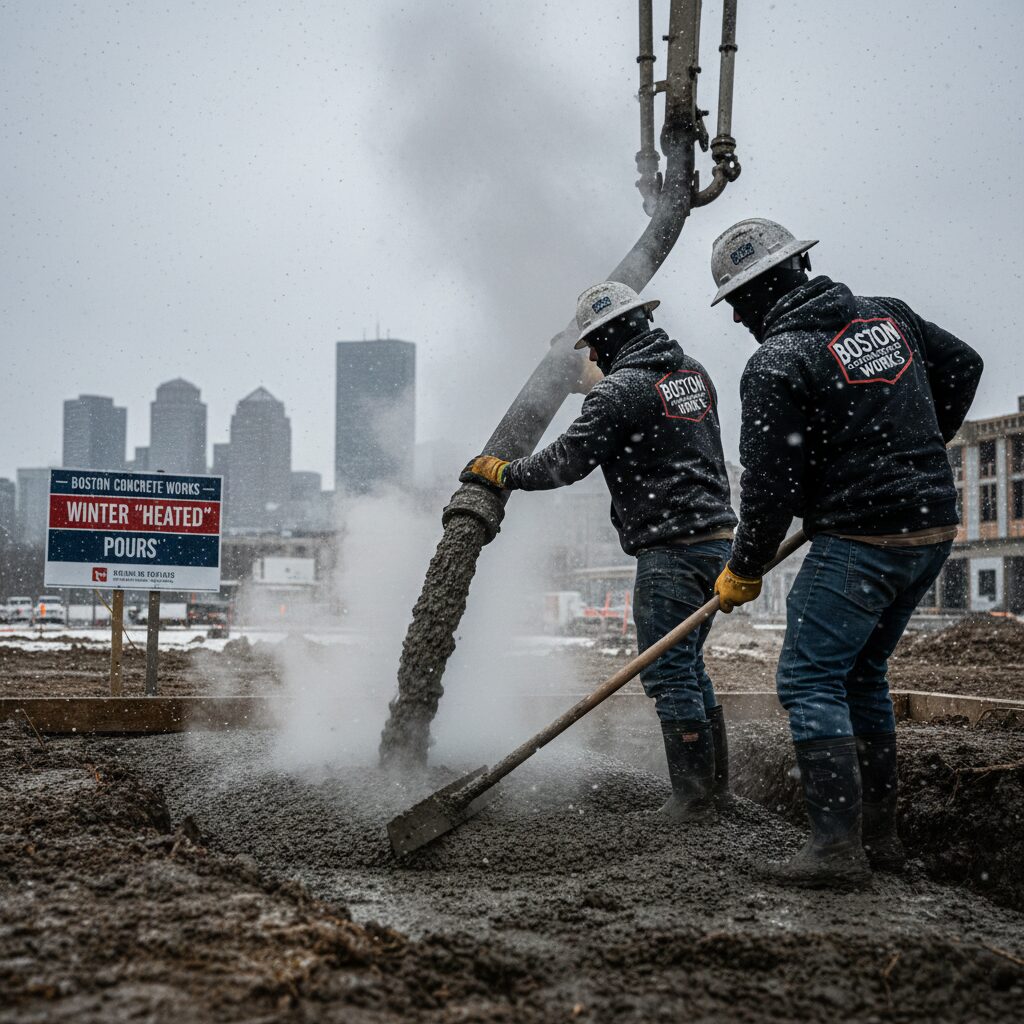 Cold weather concrete pouring Boston - Heated Mix Protocol